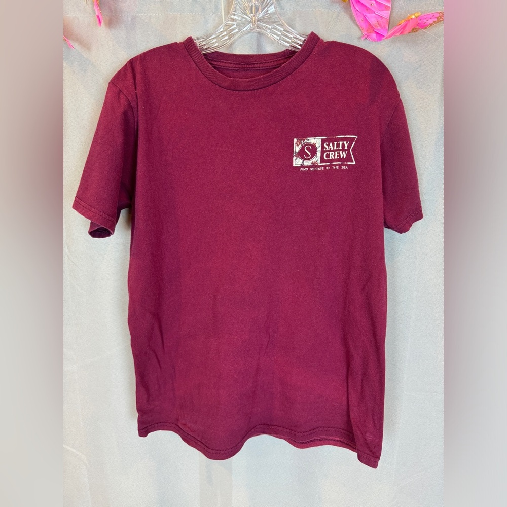 Salty Crew “Find Refuge in the Sea” Maroon T-Shirt- Sz Medium